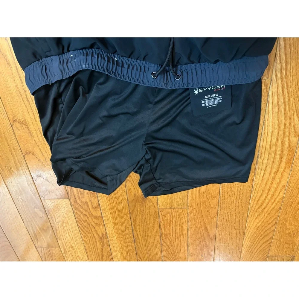 Spyder Swim Trunks Mens XXL Black Gray Mesh Lined Board Shorts 7 Inch Inseam